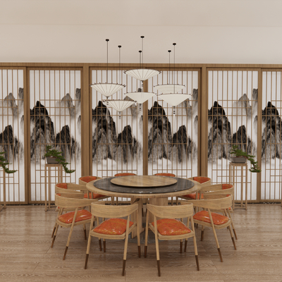  中餐厅包房 包厢 包间su模型 