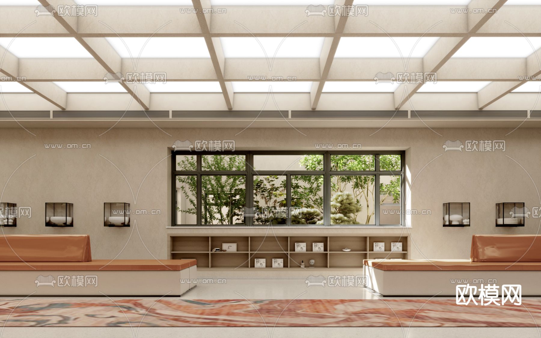 侘寂办事大厅3d模型下载（渲染图3）