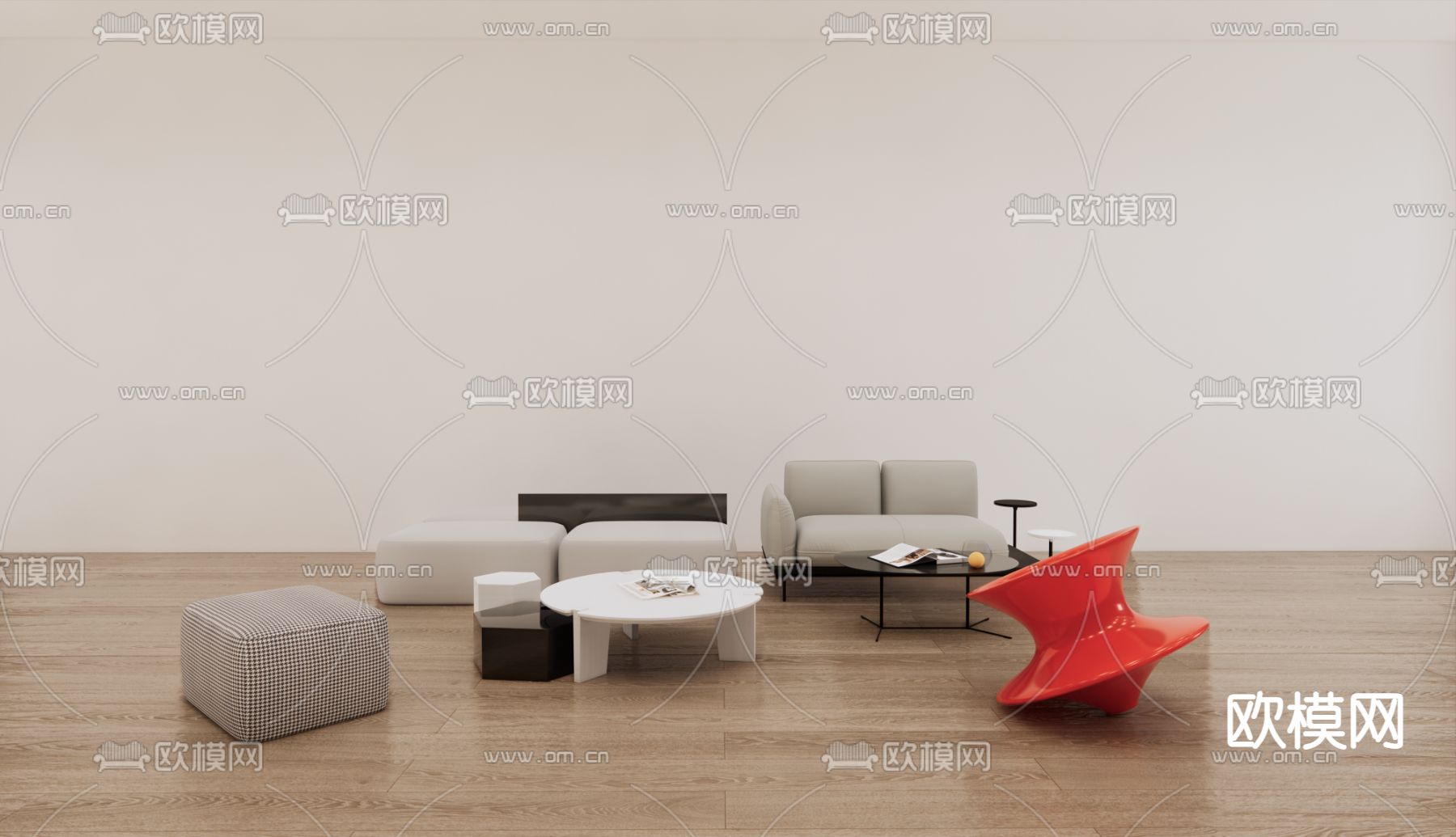 现代休闲沙发su模型下载（渲染图1）