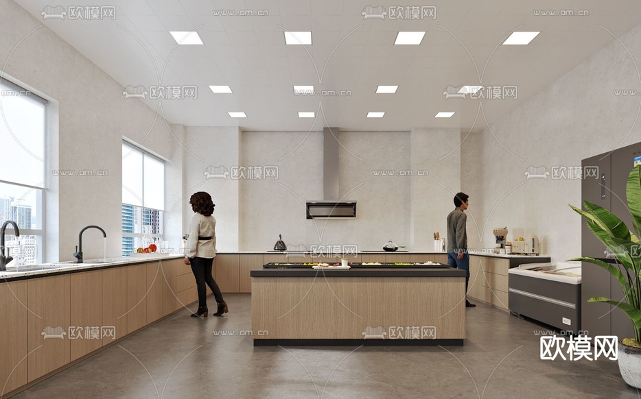 员工食堂3d模型下载(渲染图2)