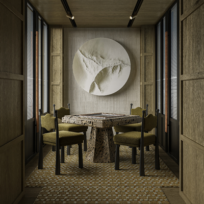  侘寂风棋牌室 麻将室su模型 