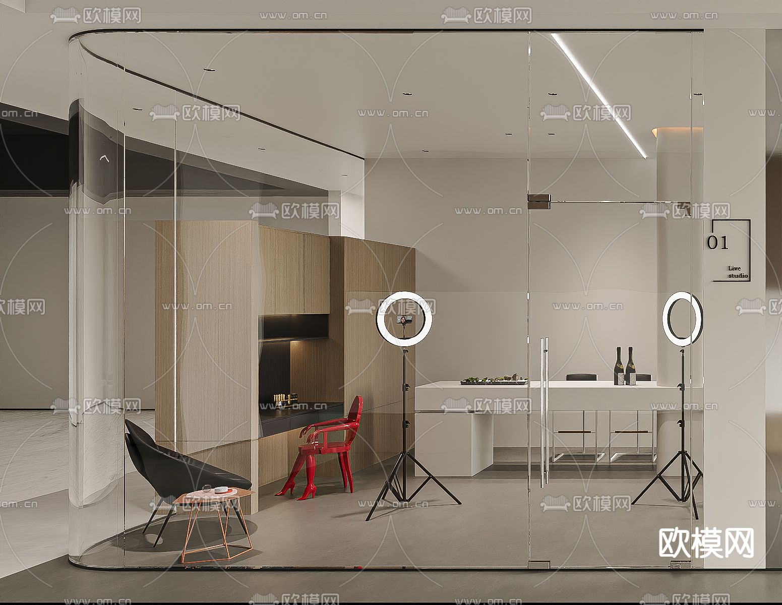 网红直播间su模型下载（渲染图1）