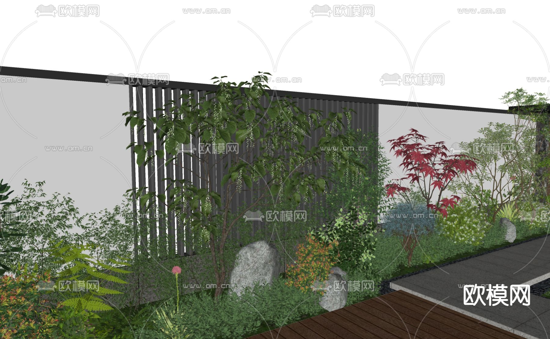 灌木 花镜绿植堆su模型下载（渲染图2）