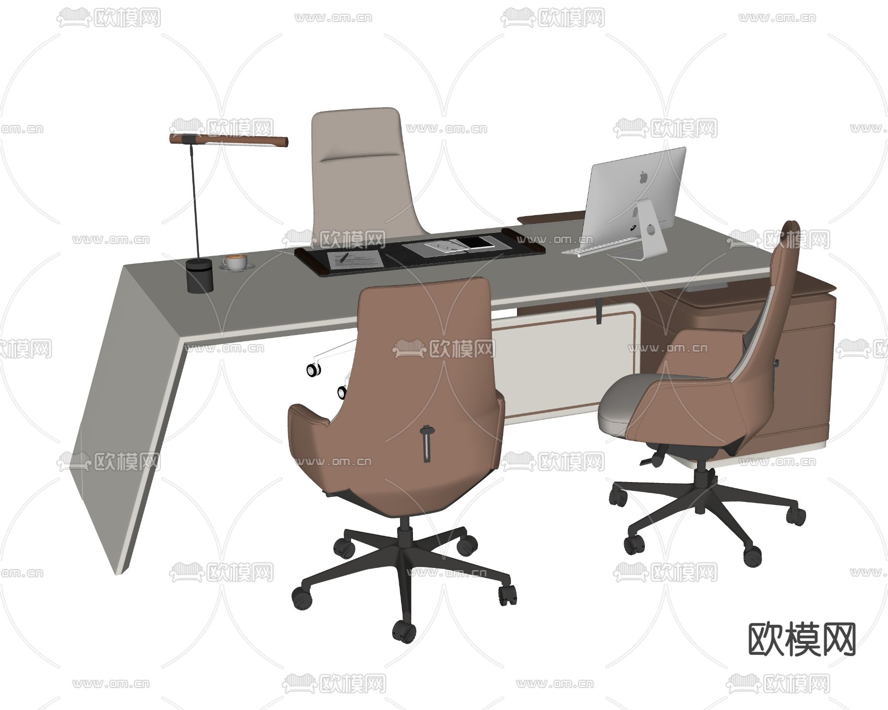 现代办公桌椅su模型下载