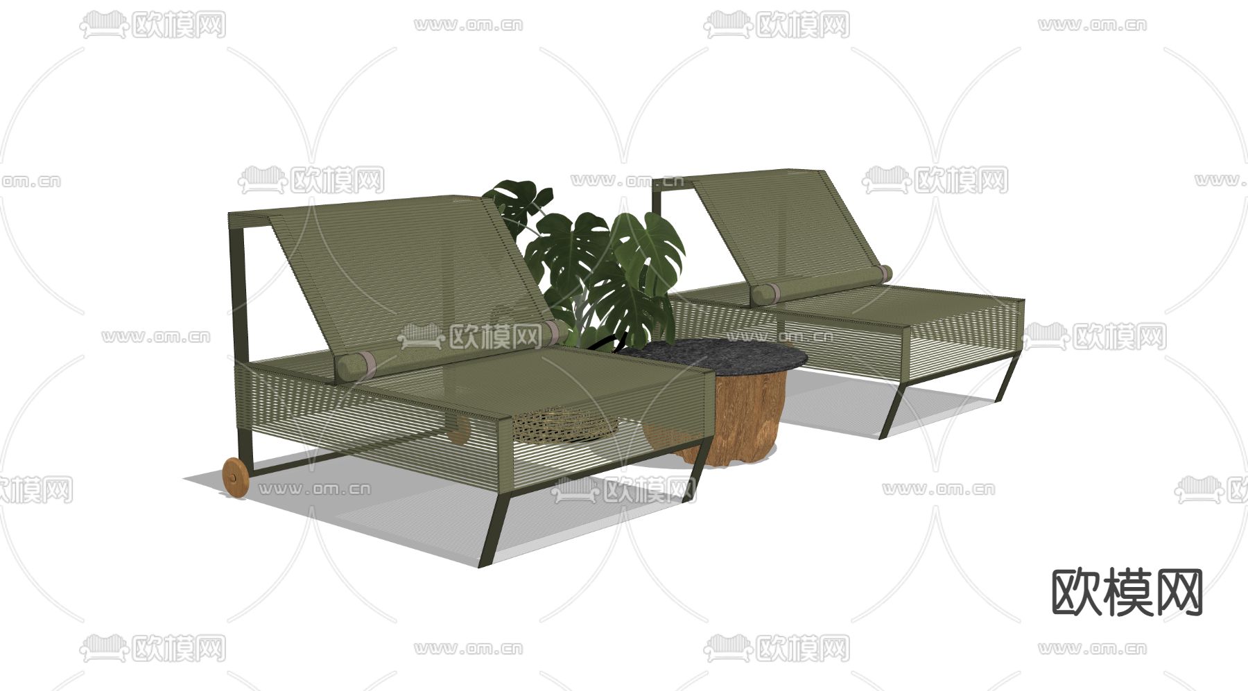 户外椅 躺椅su模型下载（渲染图4）