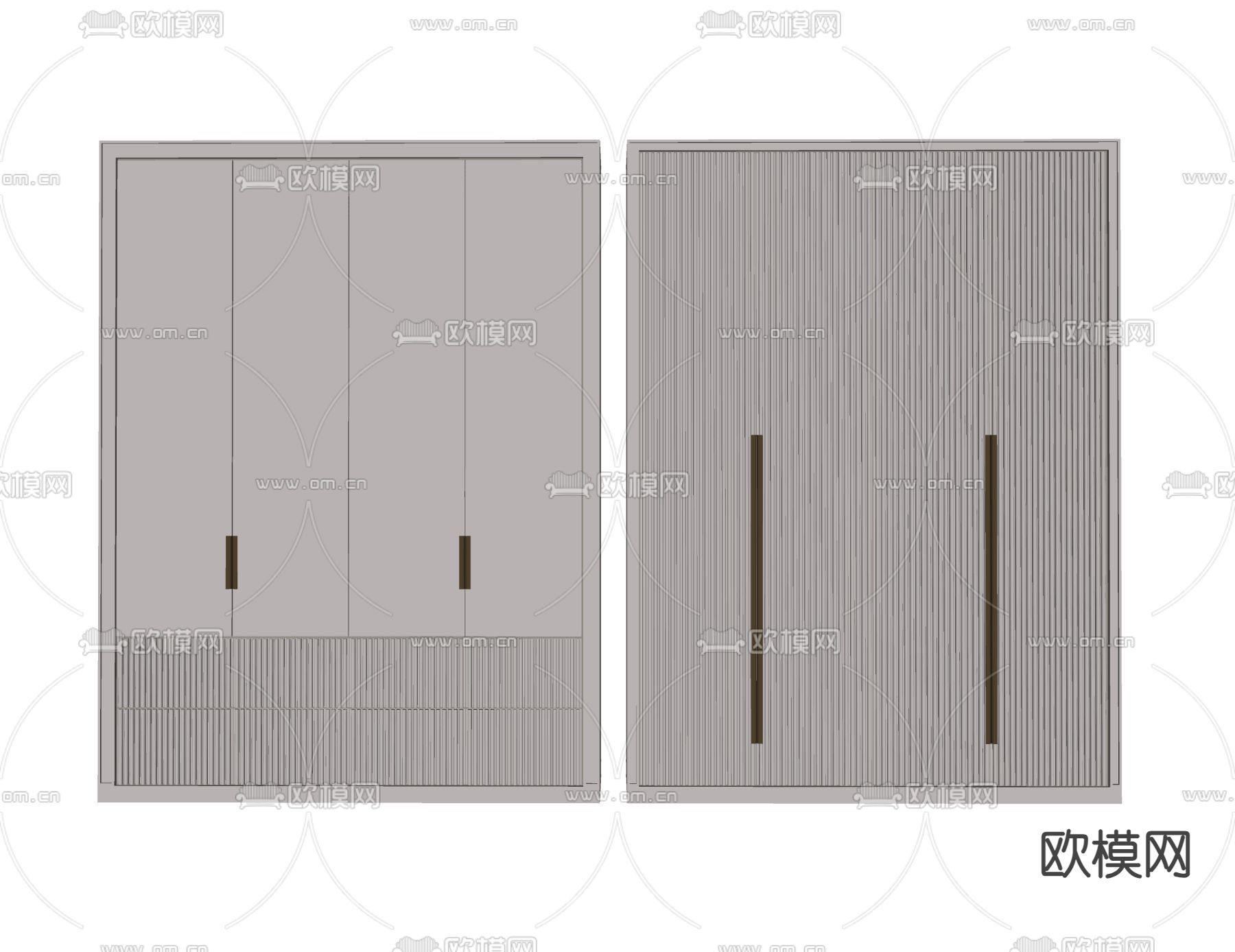 现代衣柜 衣橱su模型下载（渲染图2）