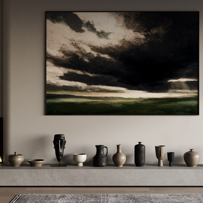  侘寂风装饰画su模型 