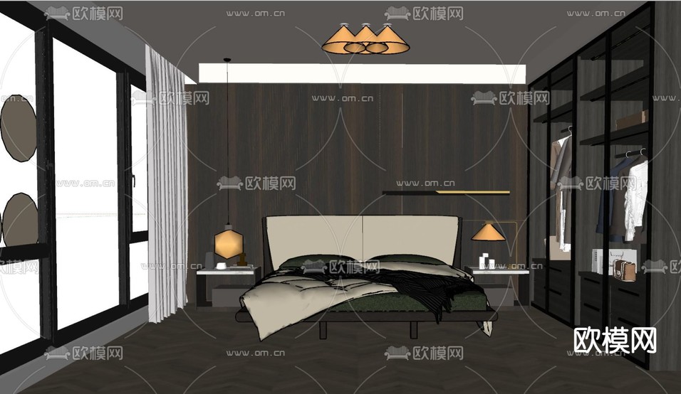 Cattelan 双人床su模型下载(渲染图2)