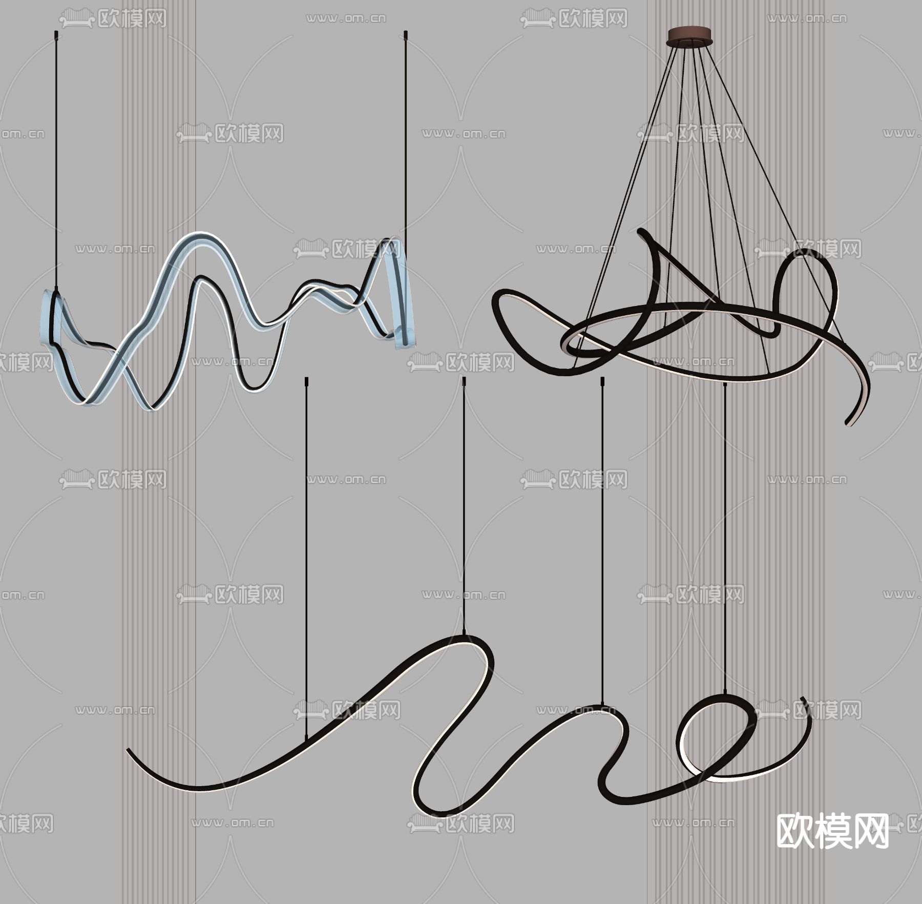 曲线吊灯su模型下载（渲染图2）