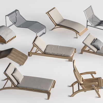  户外躺椅 沙滩椅 泳池椅su模型 