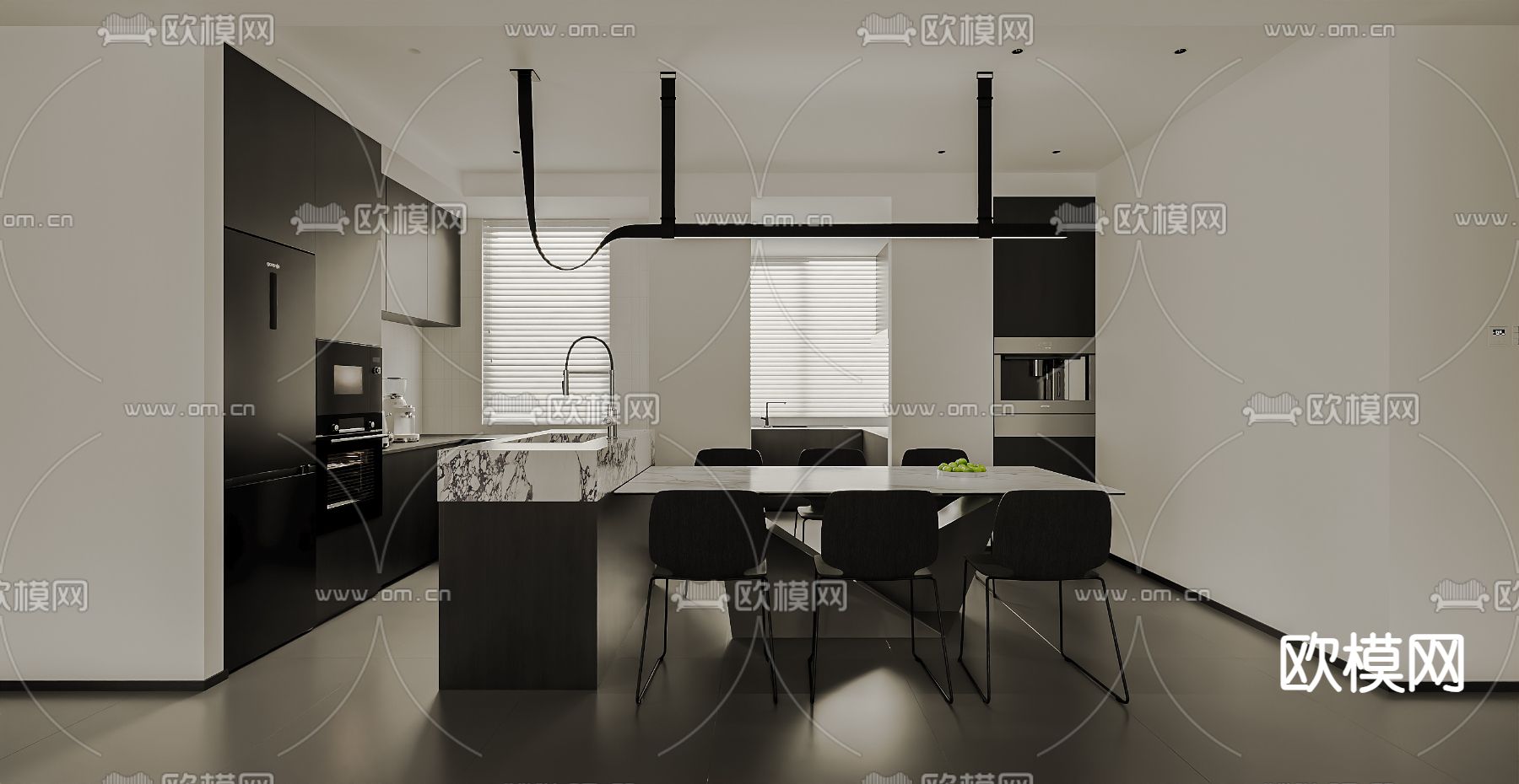 暗黑风客餐厅su模型下载（渲染图4）