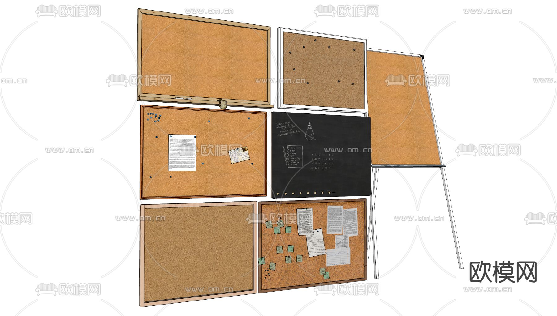 毛毡木板 记事黑板su模型下载（渲染图2）