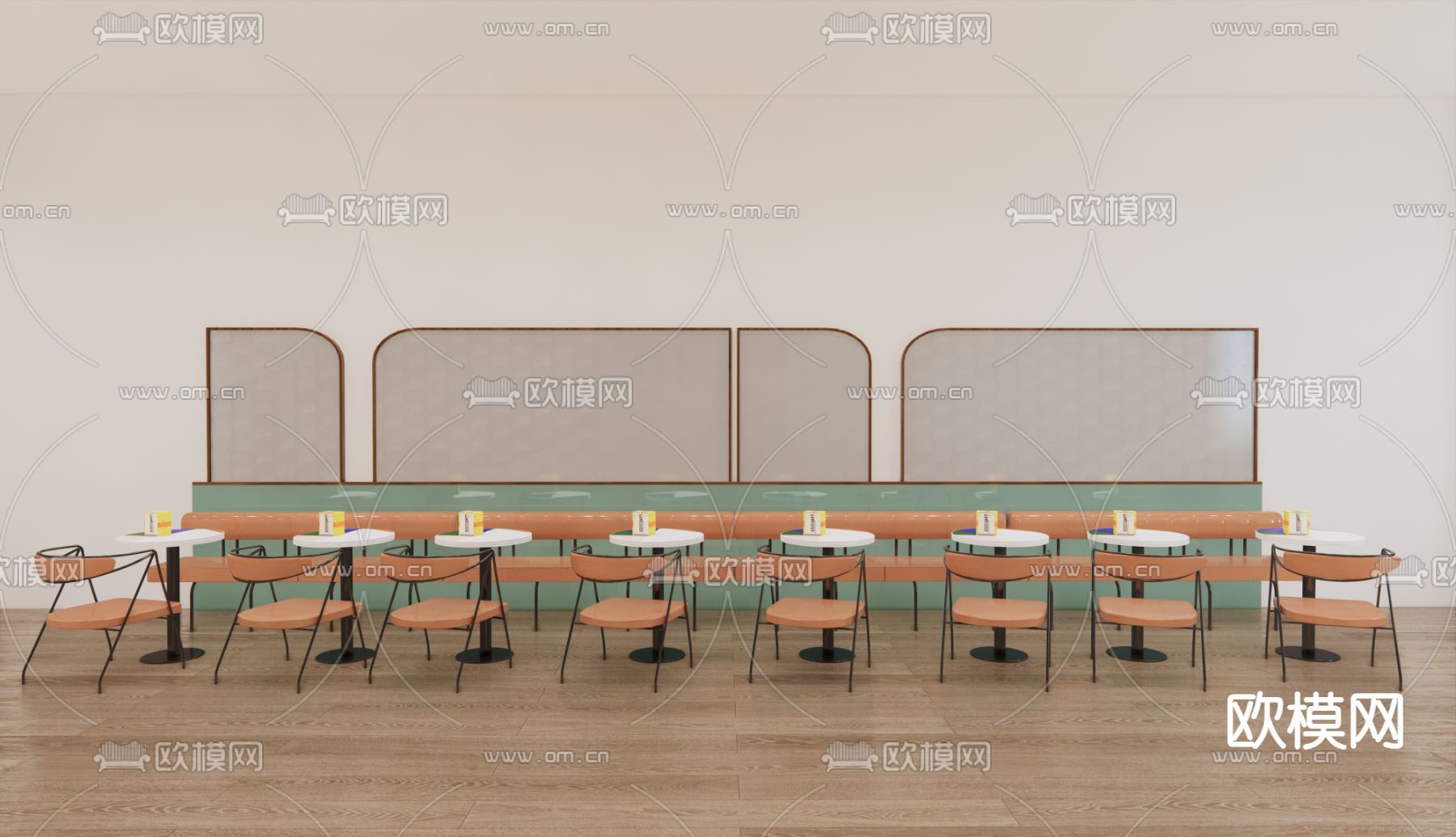 咖啡厅卡座 卡位su模型下载（渲染图1）