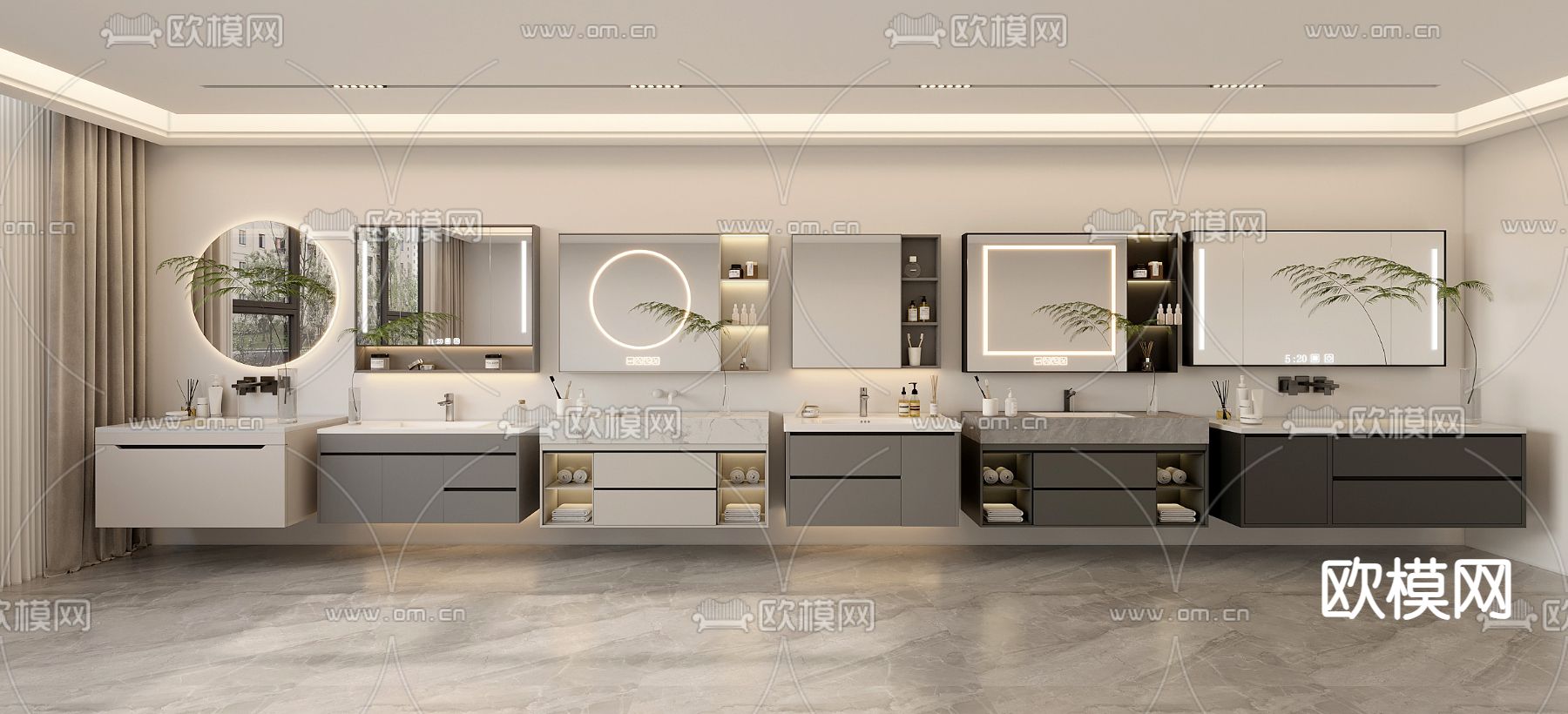 台盆 洗手台 镜柜3d模型下载