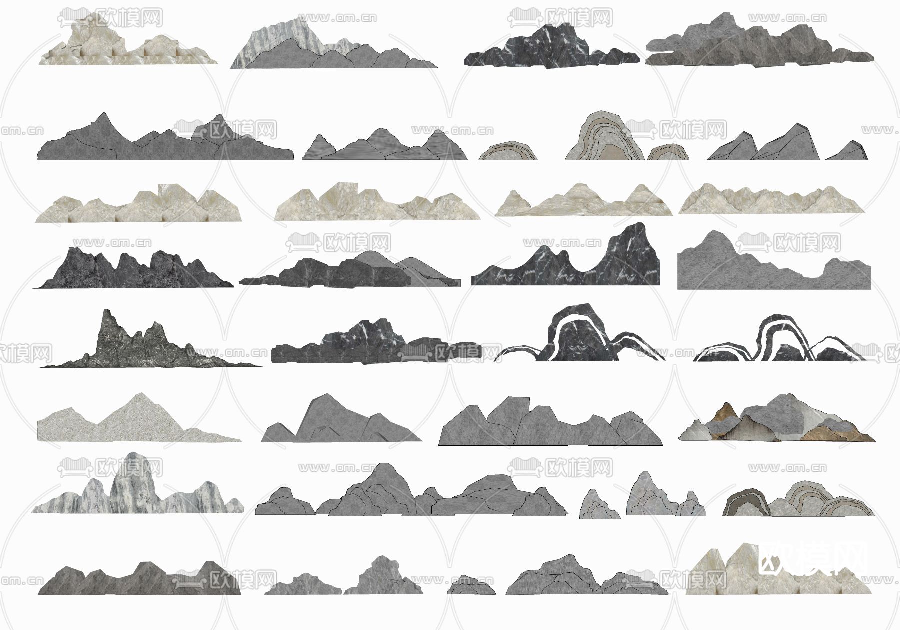 新中式雪浪石 泰山石su模型下载（渲染图2）