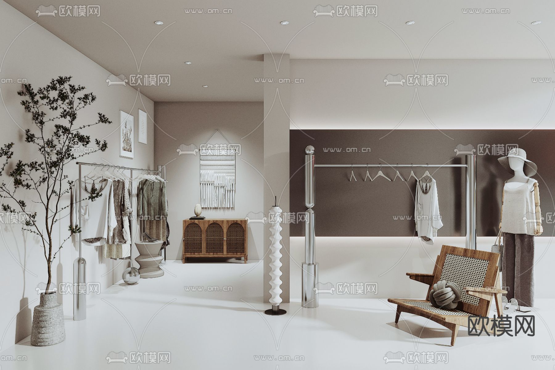侘寂服装店 女装店3d模型下载_ID14269185_3dmax免费模型-欧模网
