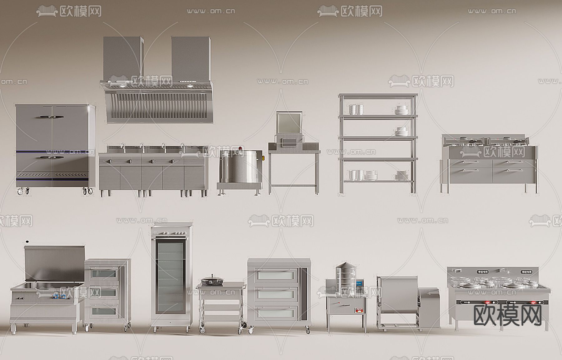 中央厨房 酒店后厨3d模型下载