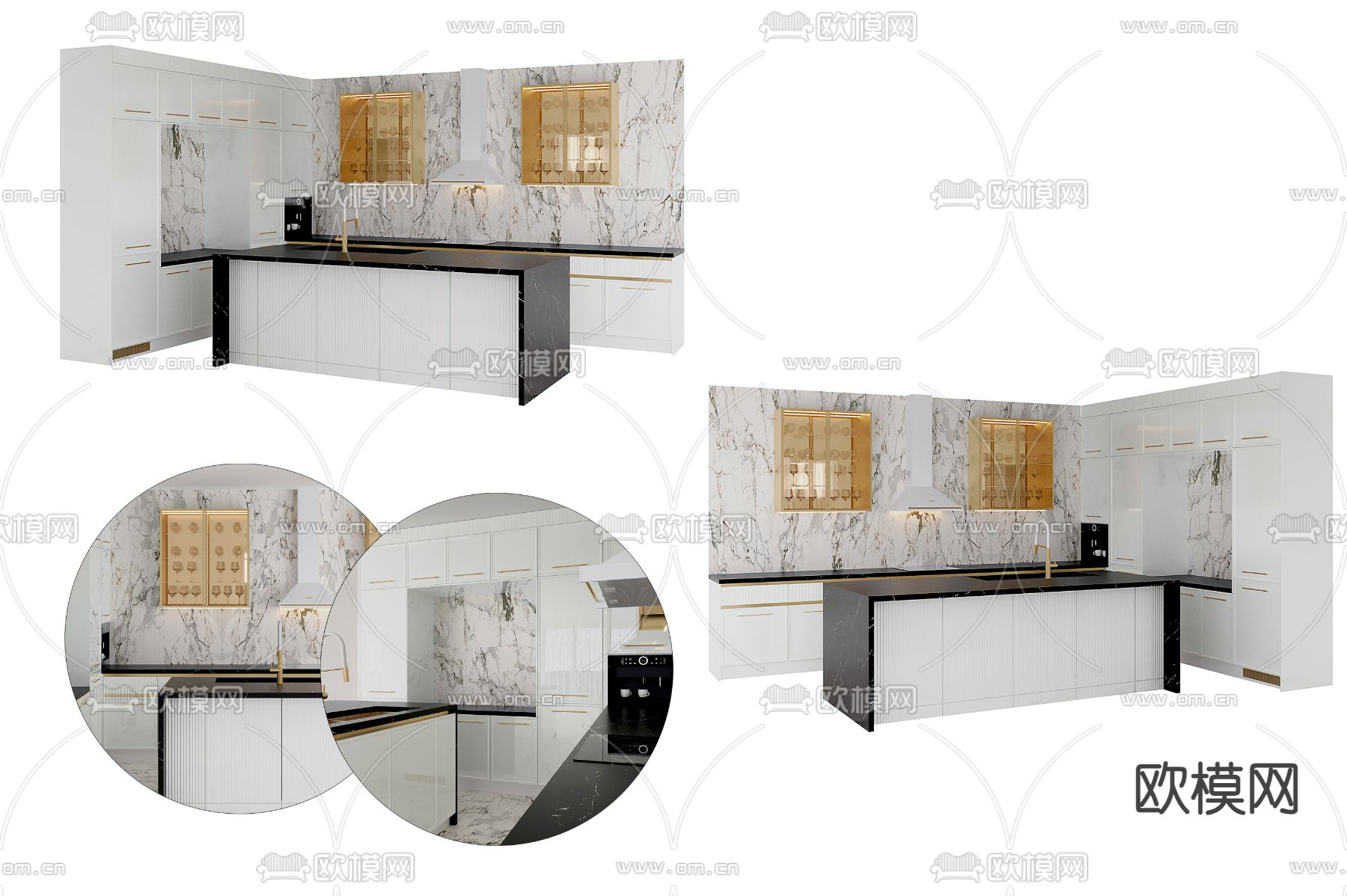 中岛厨房 橱柜3d模型下载