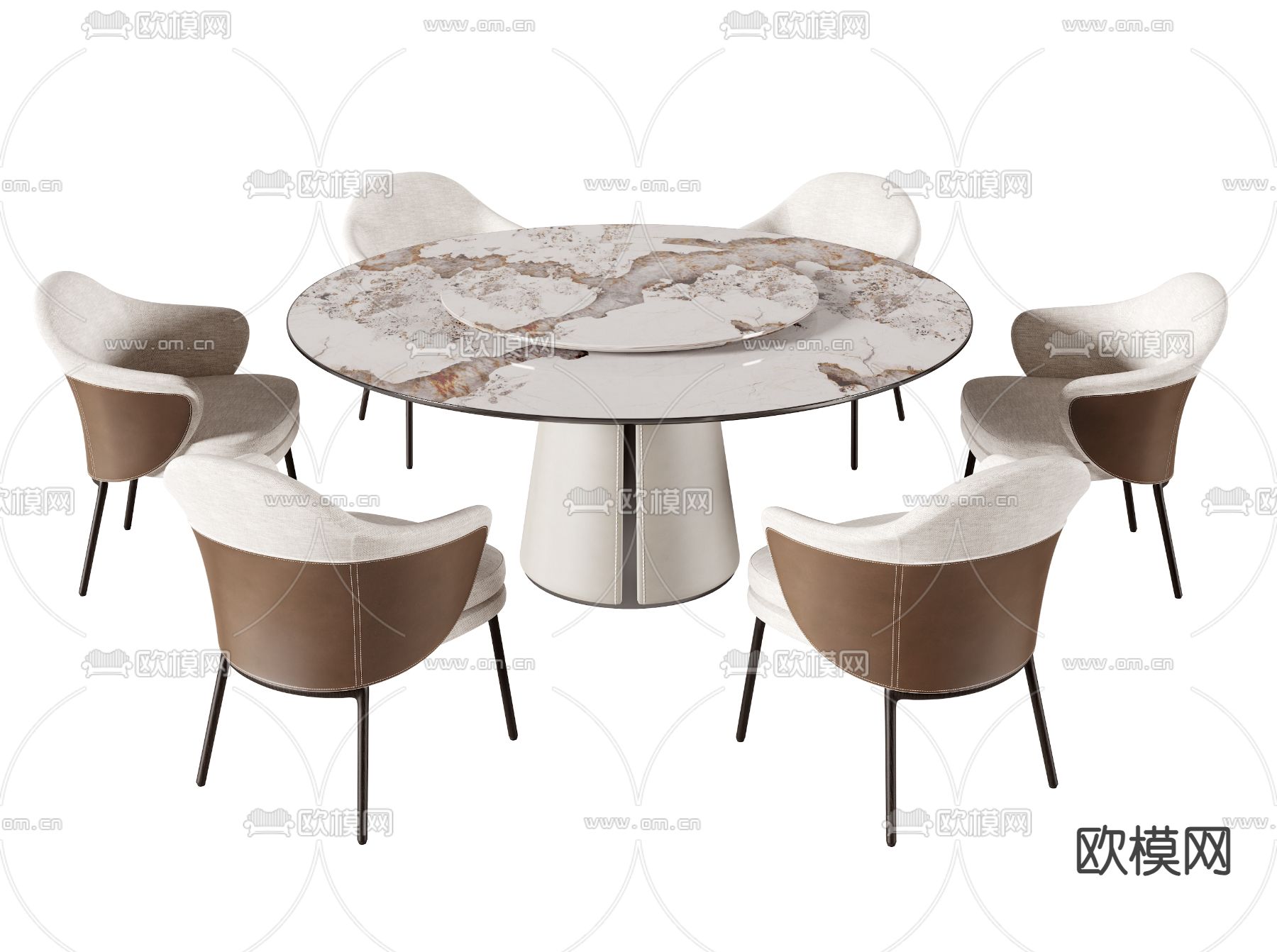现代餐桌椅 圆餐桌3d模型下载