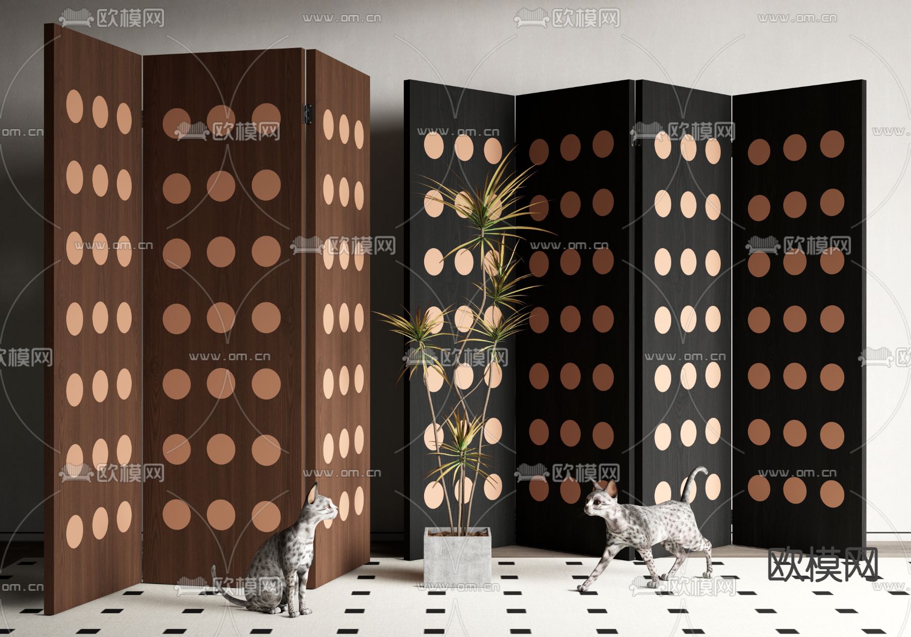 现代屏风 隔断su模型下载（渲染图1）