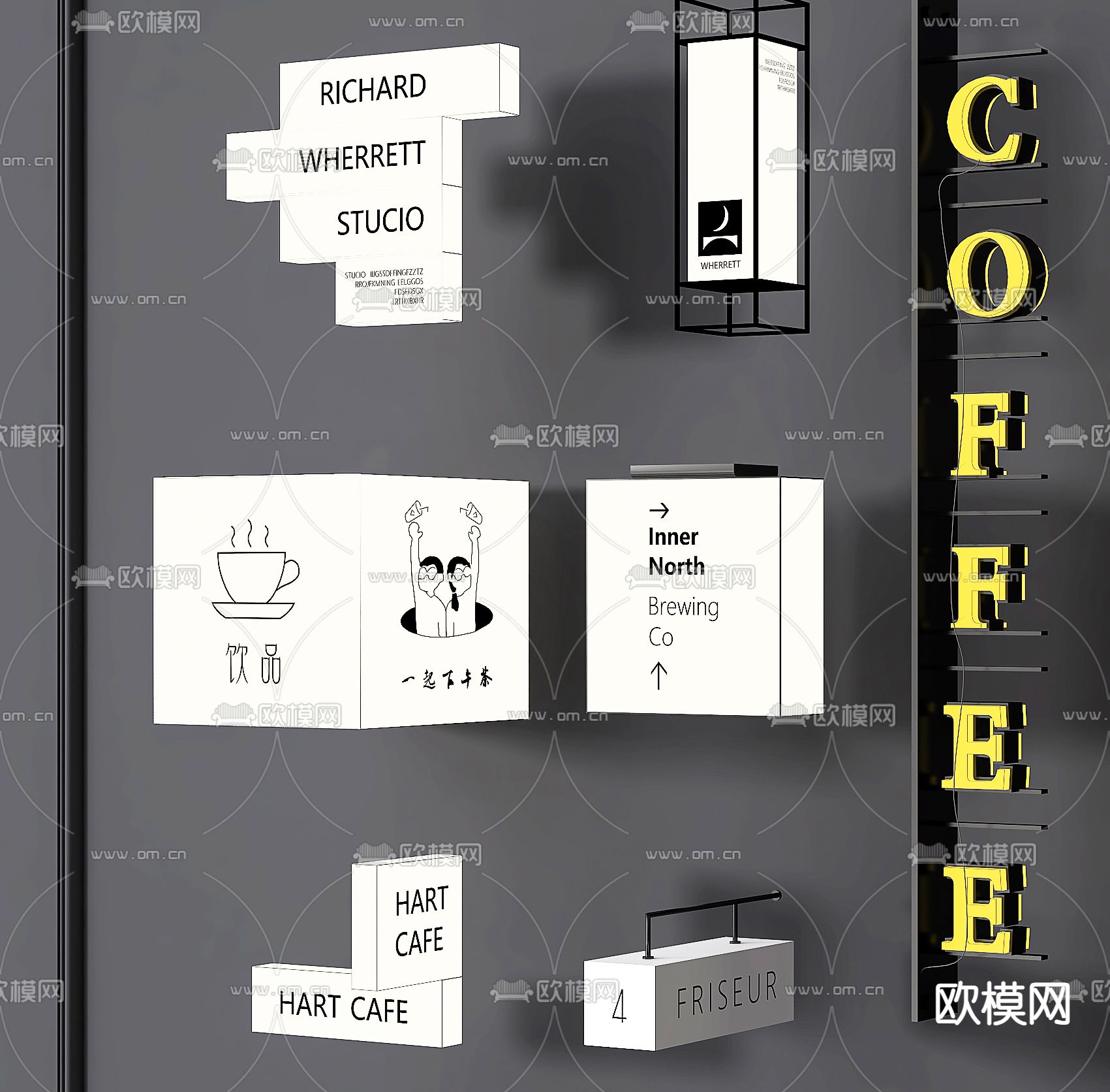 网红灯箱 广告灯箱 甜品灯箱3d模型下载（渲染图2）
