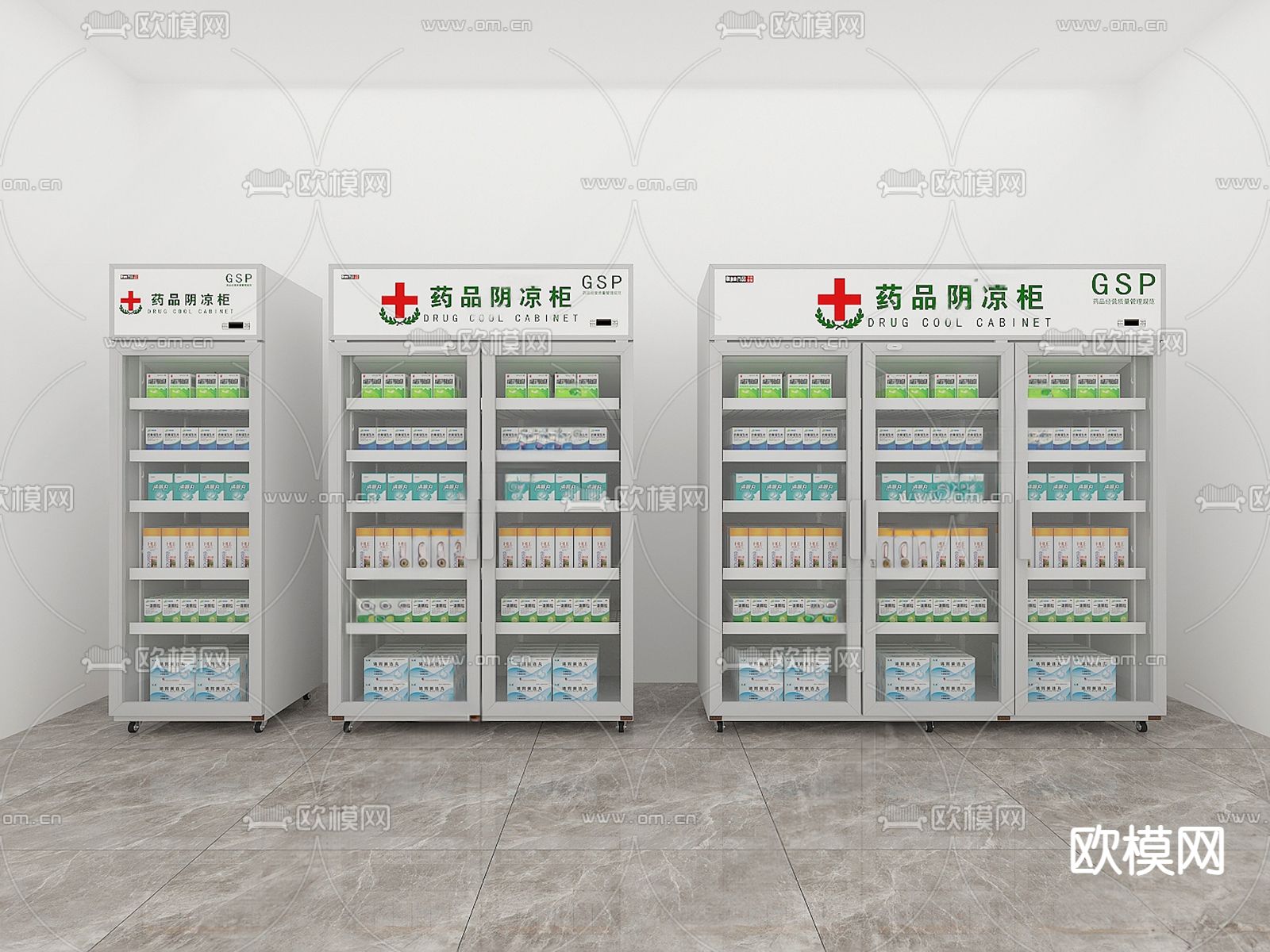 医疗药品柜su模型下载（渲染图1）