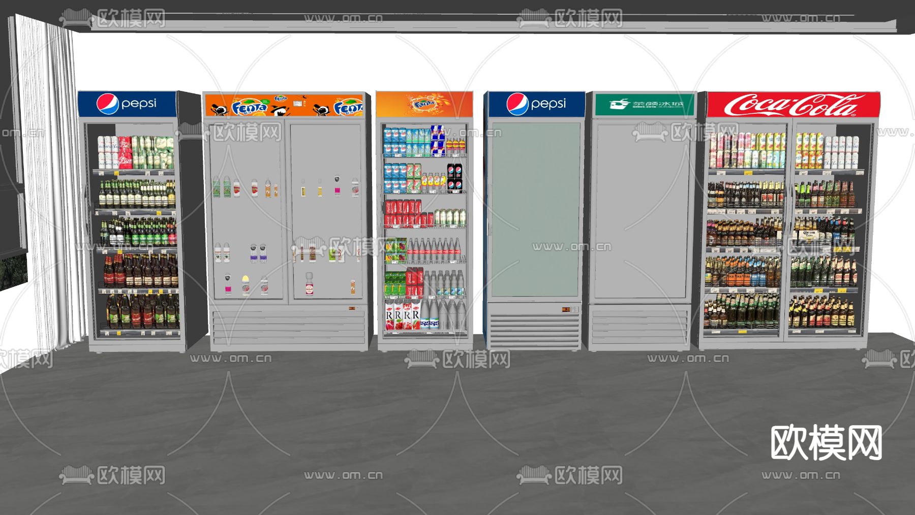 饮料冰箱su模型下载（渲染图2）