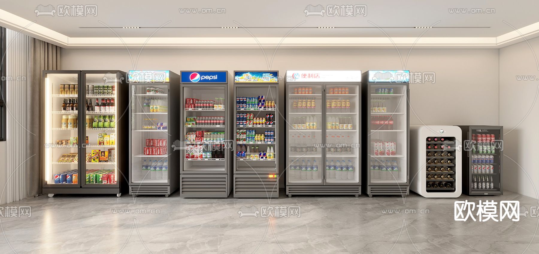 饮料冰箱su模型下载（渲染图1）