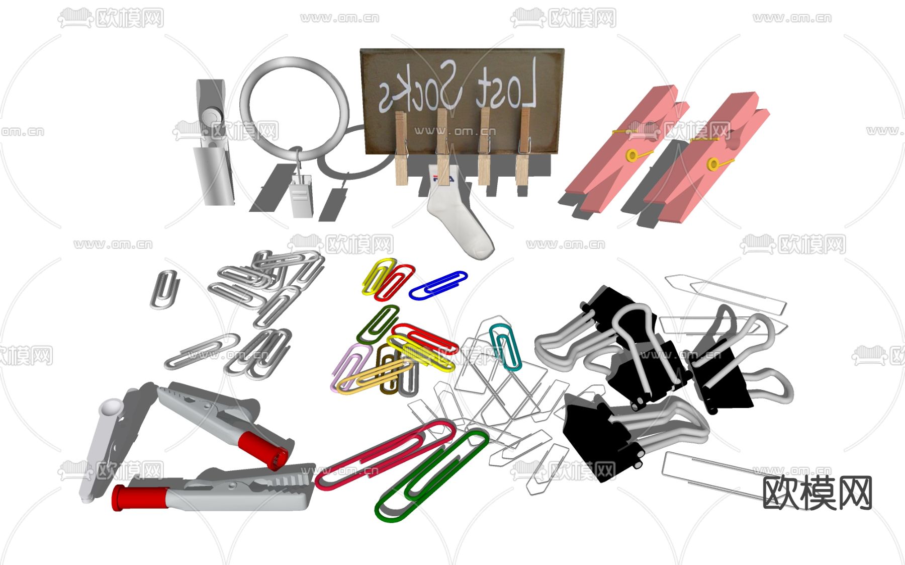 文件夹 回形针 夹子su模型下载（渲染图1）