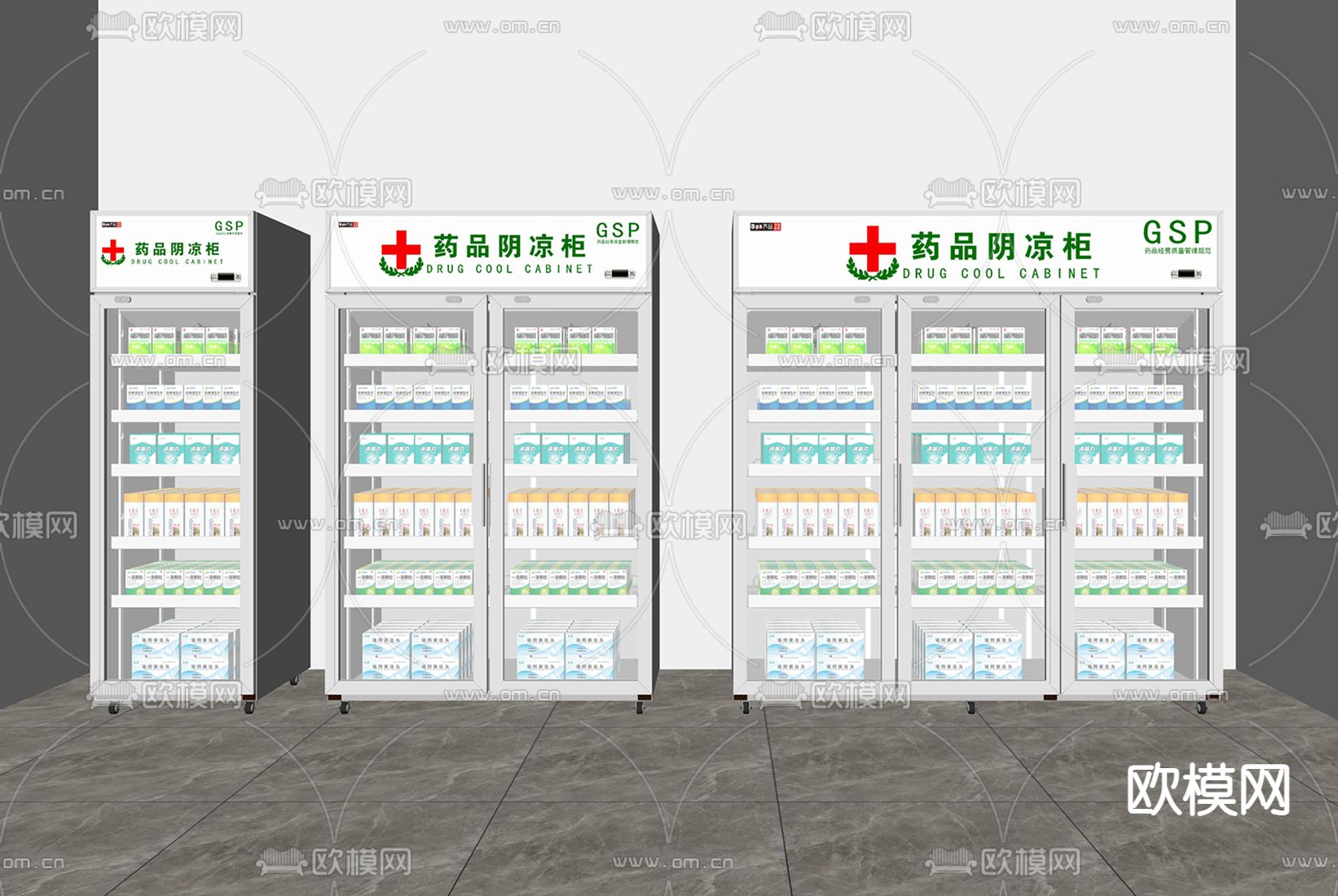 医疗药品柜su模型下载（渲染图2）