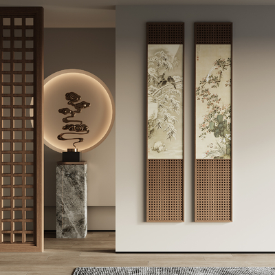 新中式装饰画su模型