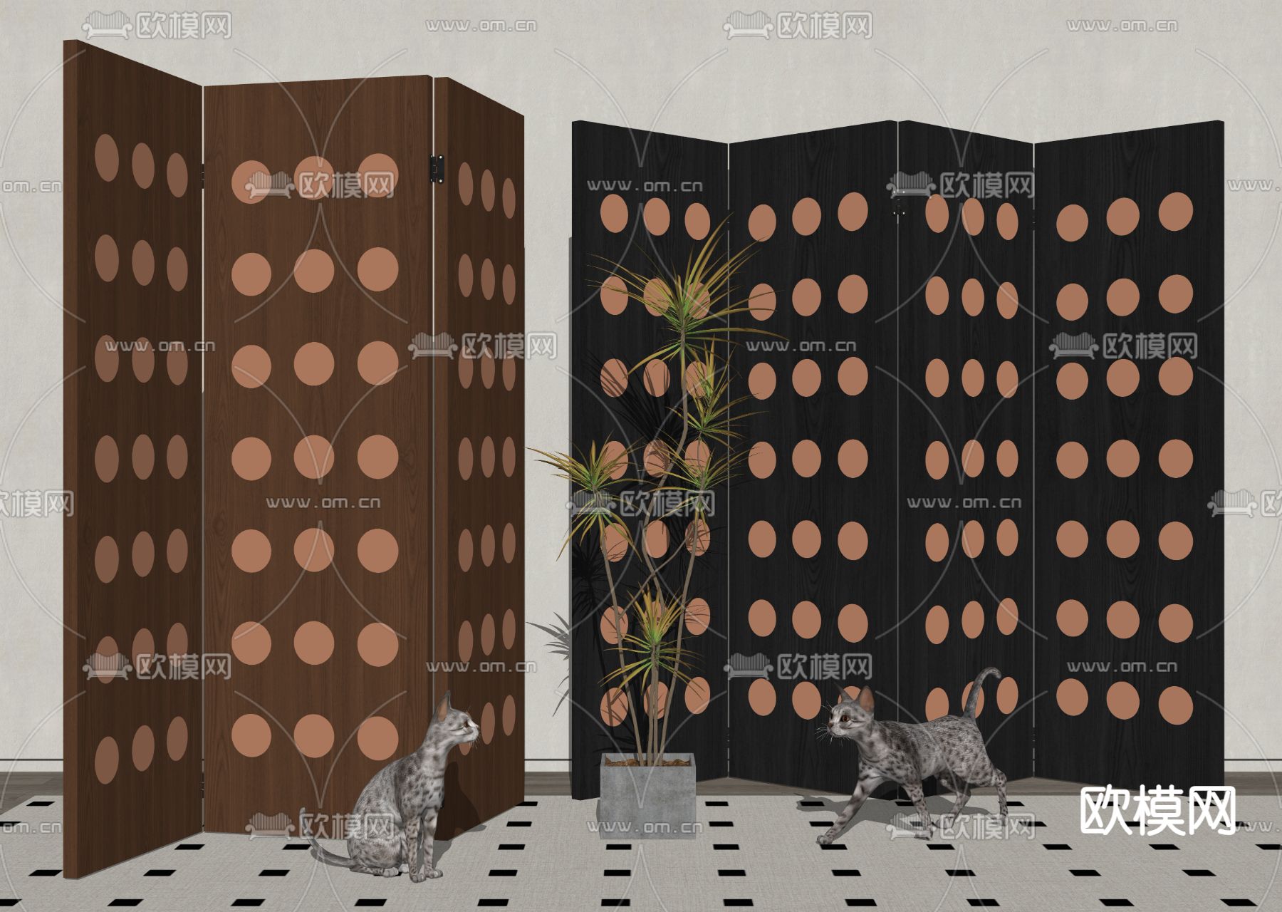 现代屏风 隔断su模型下载（渲染图2）