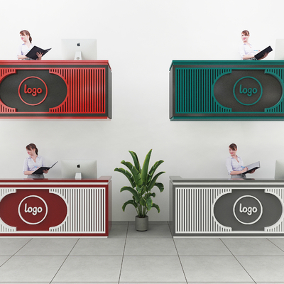  新中式国潮前台 收银台su模型 