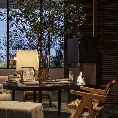  现代休闲区su模型 