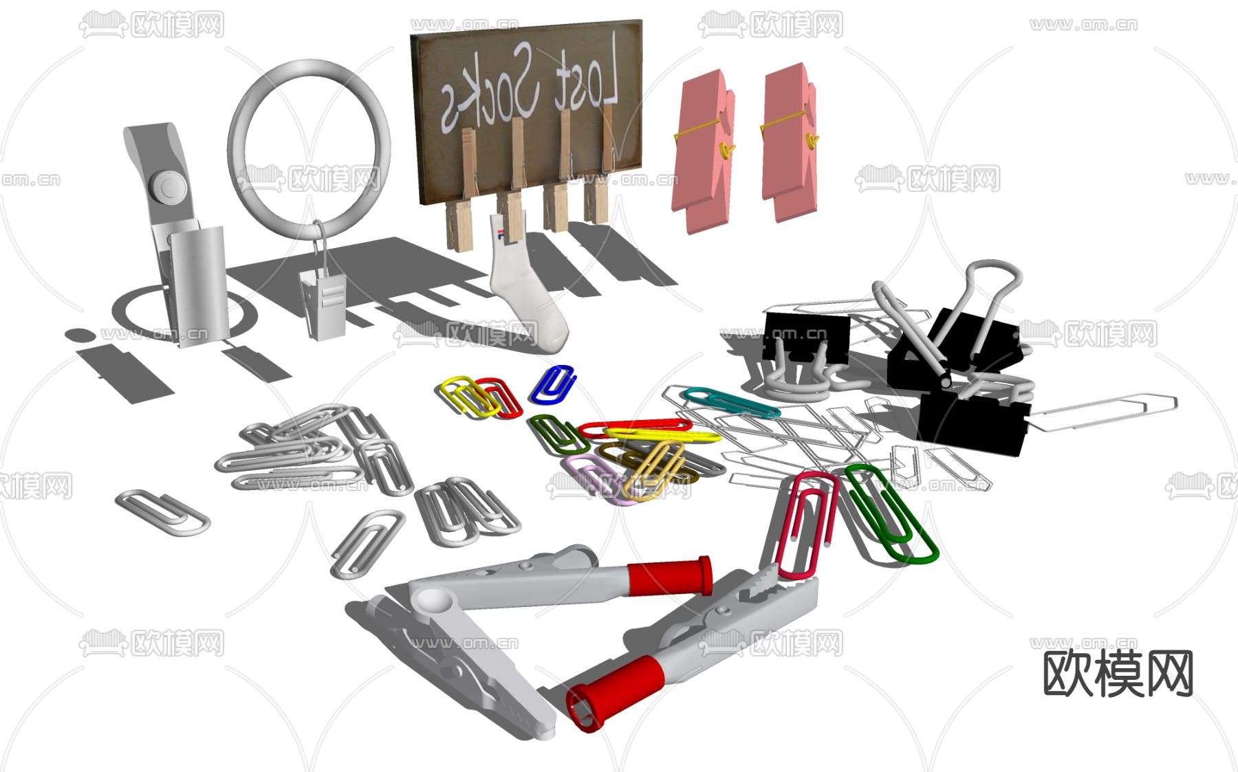 文件夹 回形针 夹子su模型下载（渲染图2）