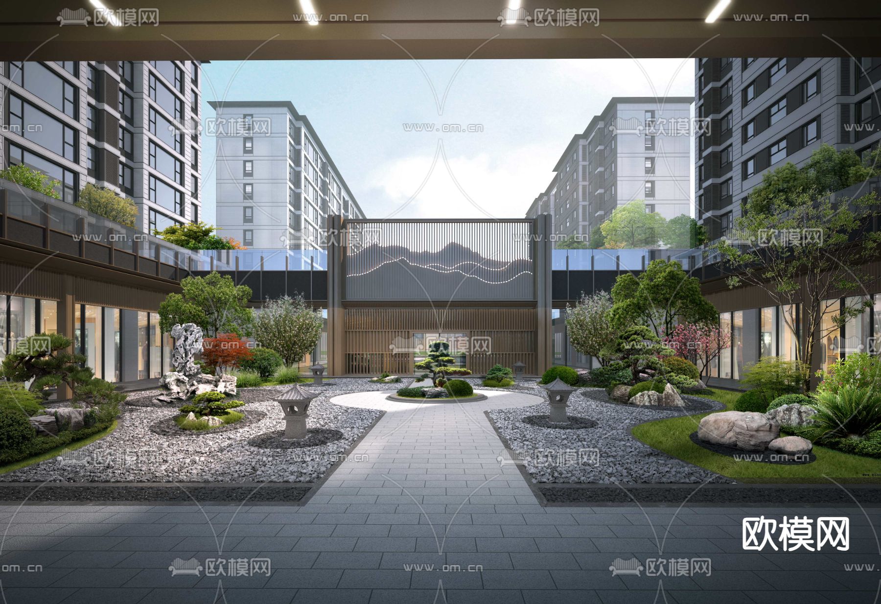 小区景观 中庭景观3d模型下载