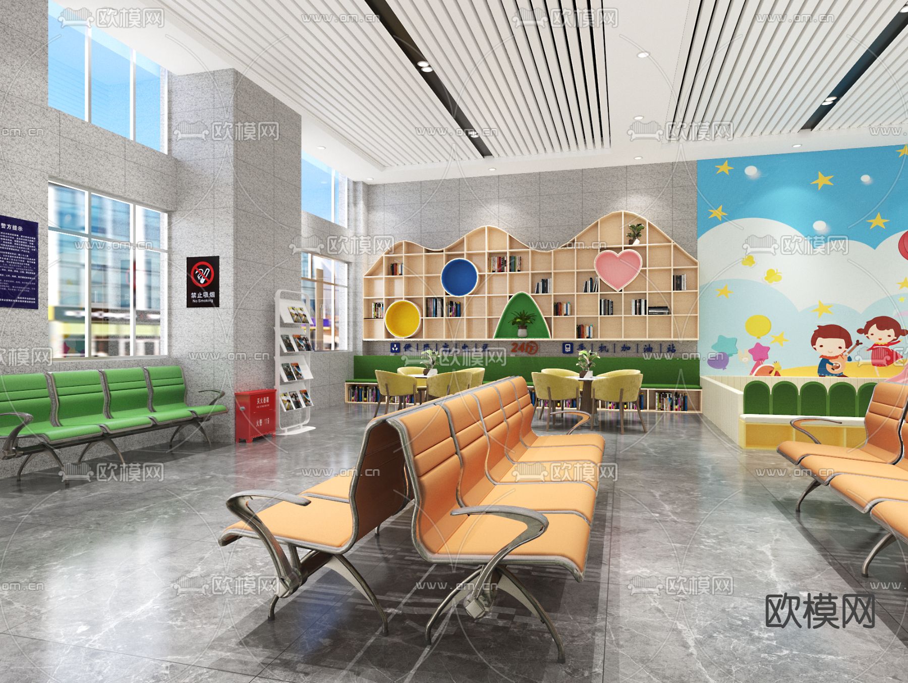 汽车站 候车厅3d模型下载（渲染图6）