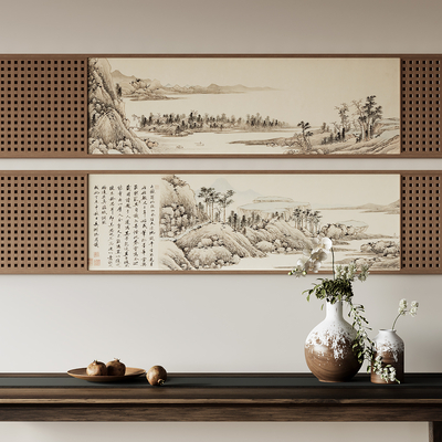 新中式装饰画su模型