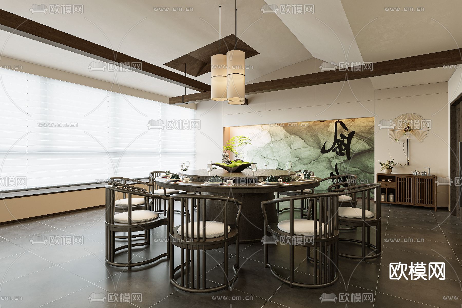 中餐厅包厢 包间 包房3d模型下载