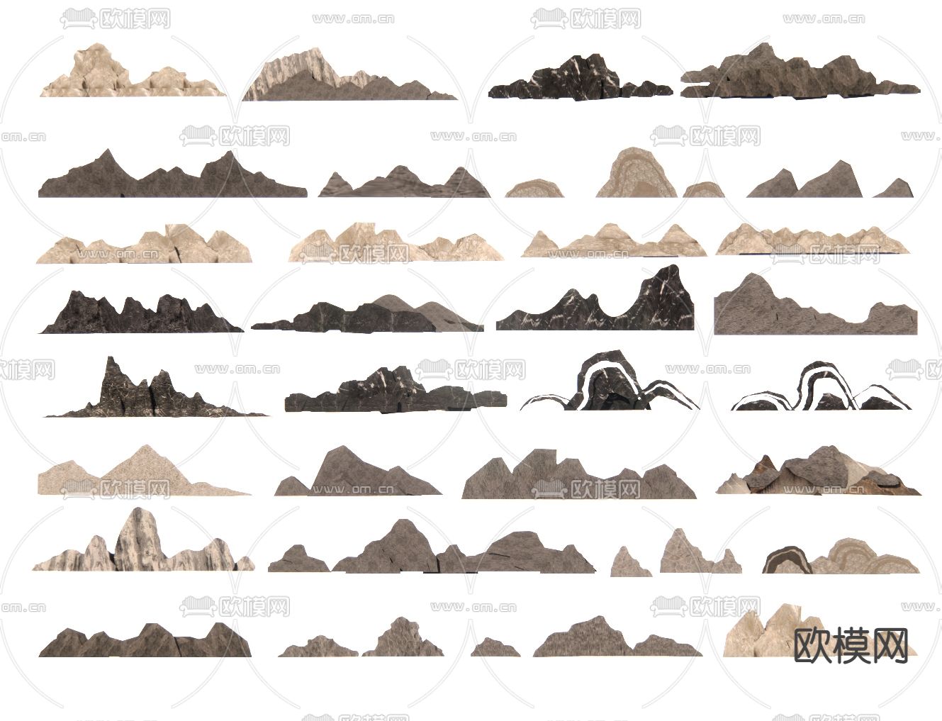 新中式雪浪石 泰山石su模型下载（渲染图1）