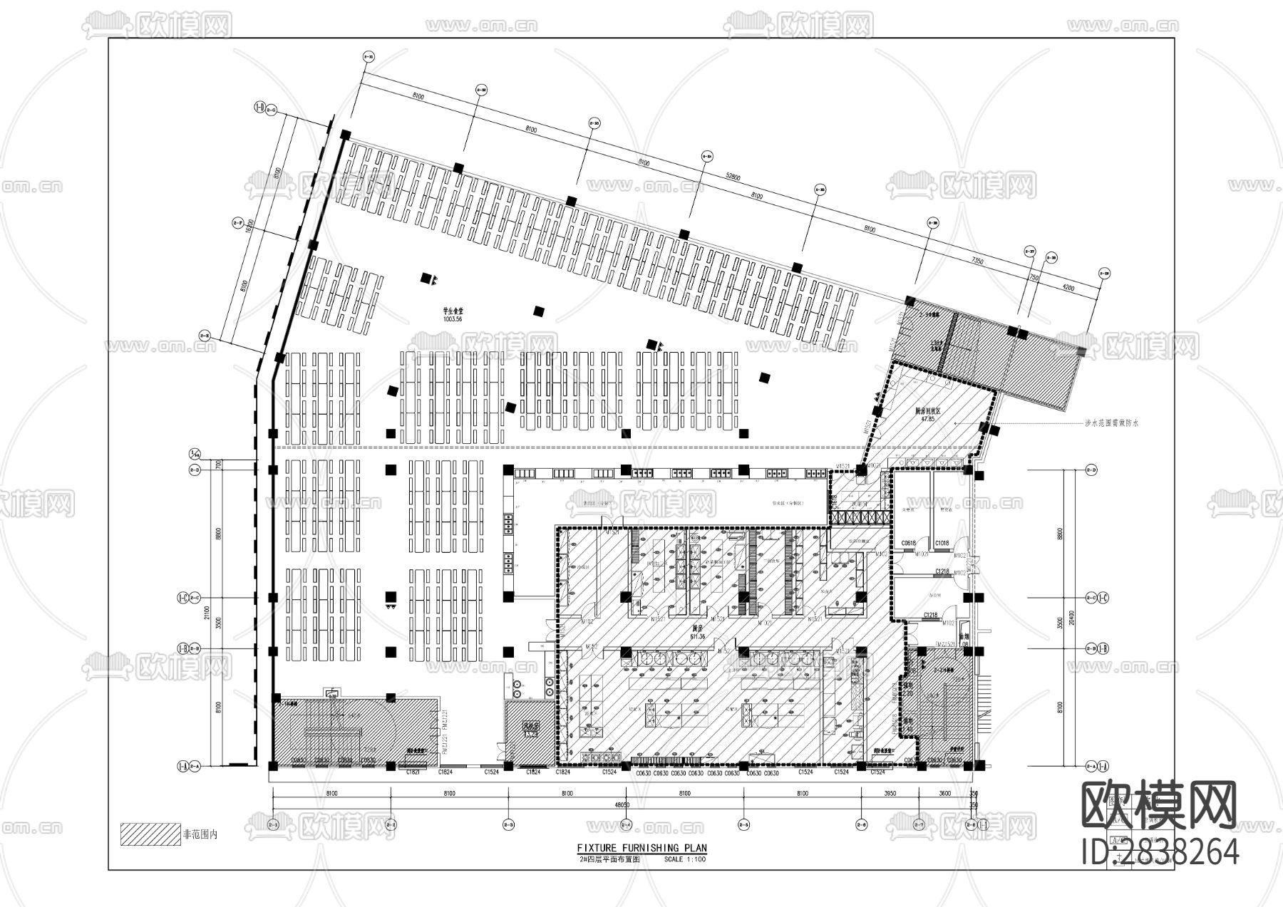 民族中学及庹家坳小学改扩建项目二次深化装修项目CAD施工图下载（渲染图3）