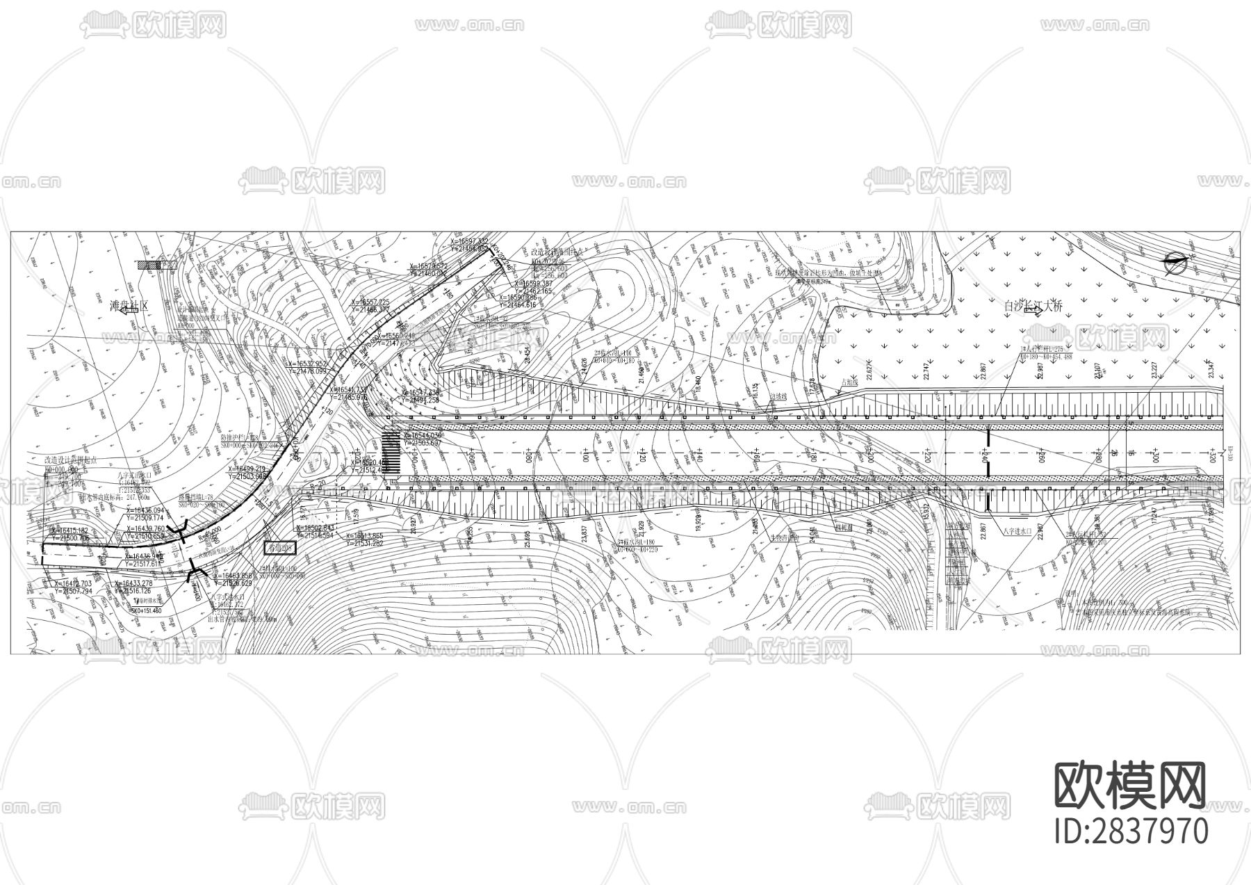 白沙长江大桥至滩盘物流区道路项目CAD施工图下载（渲染图7）