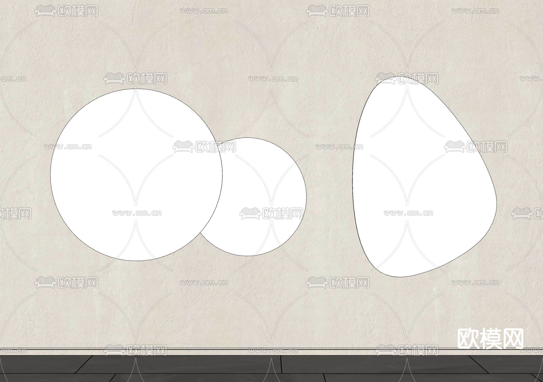 现代装饰镜 镜子 化妆镜su模型下载（渲染图1）