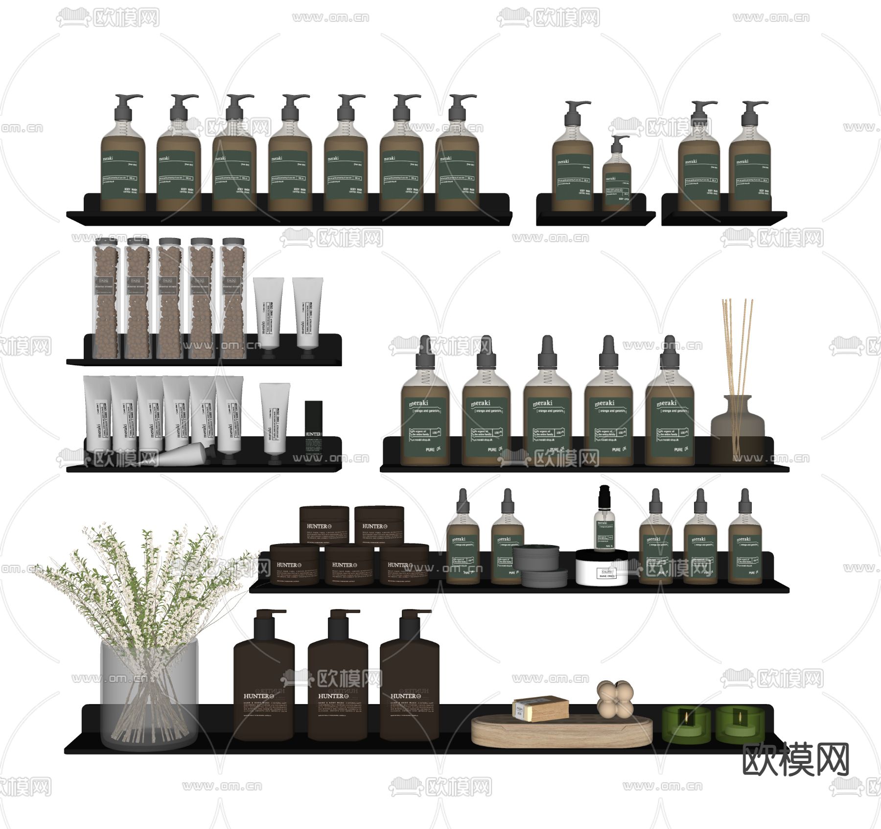 洗浴用品 洗护su模型下载（渲染图2）