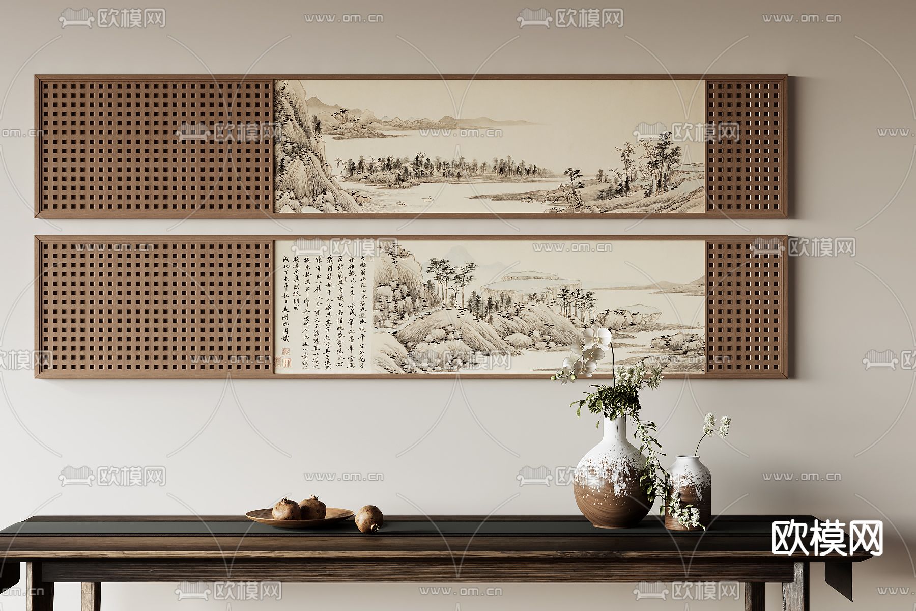 新中式装饰画su模型