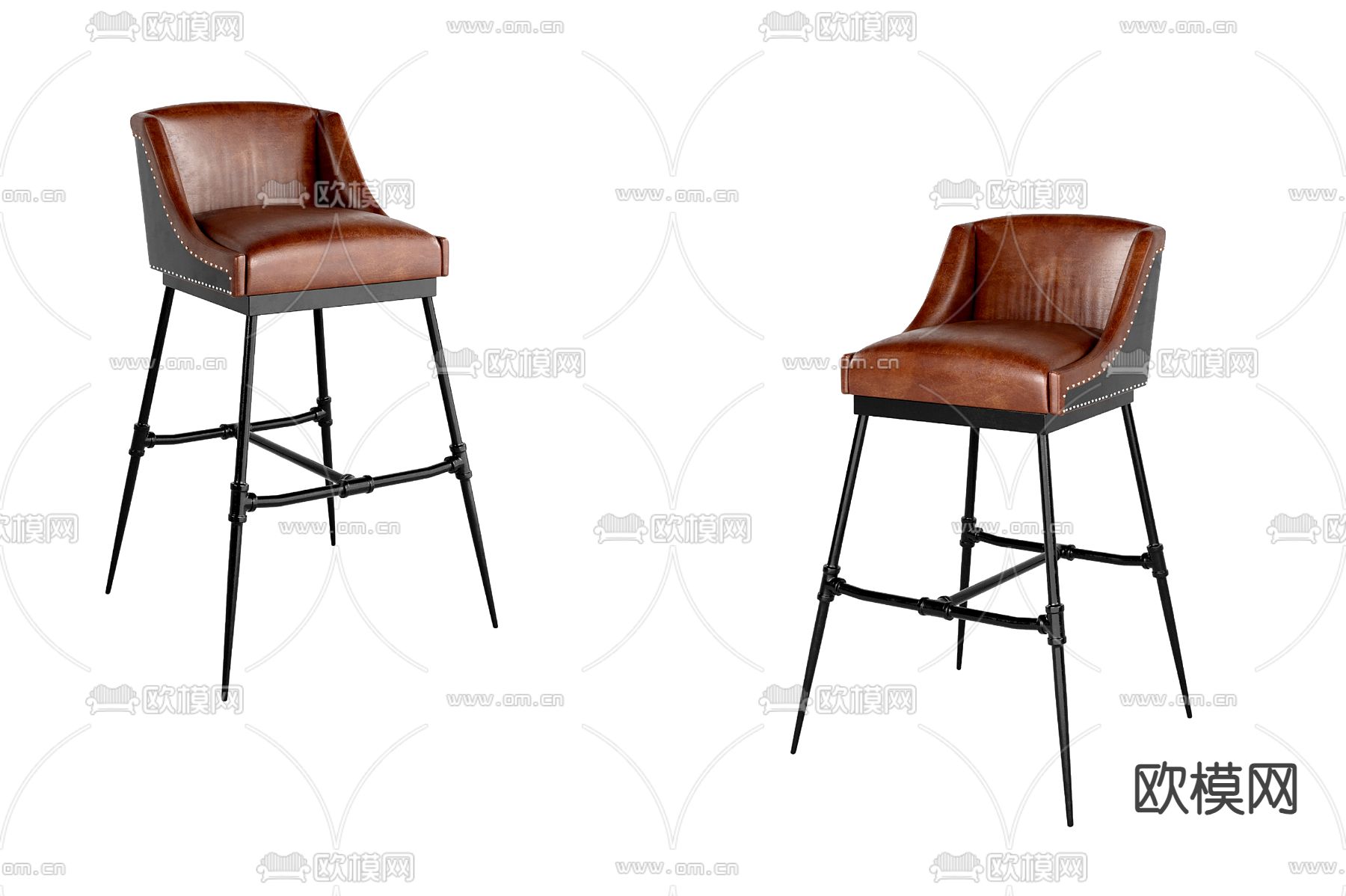 皮革吧椅 吧凳3d模型下载