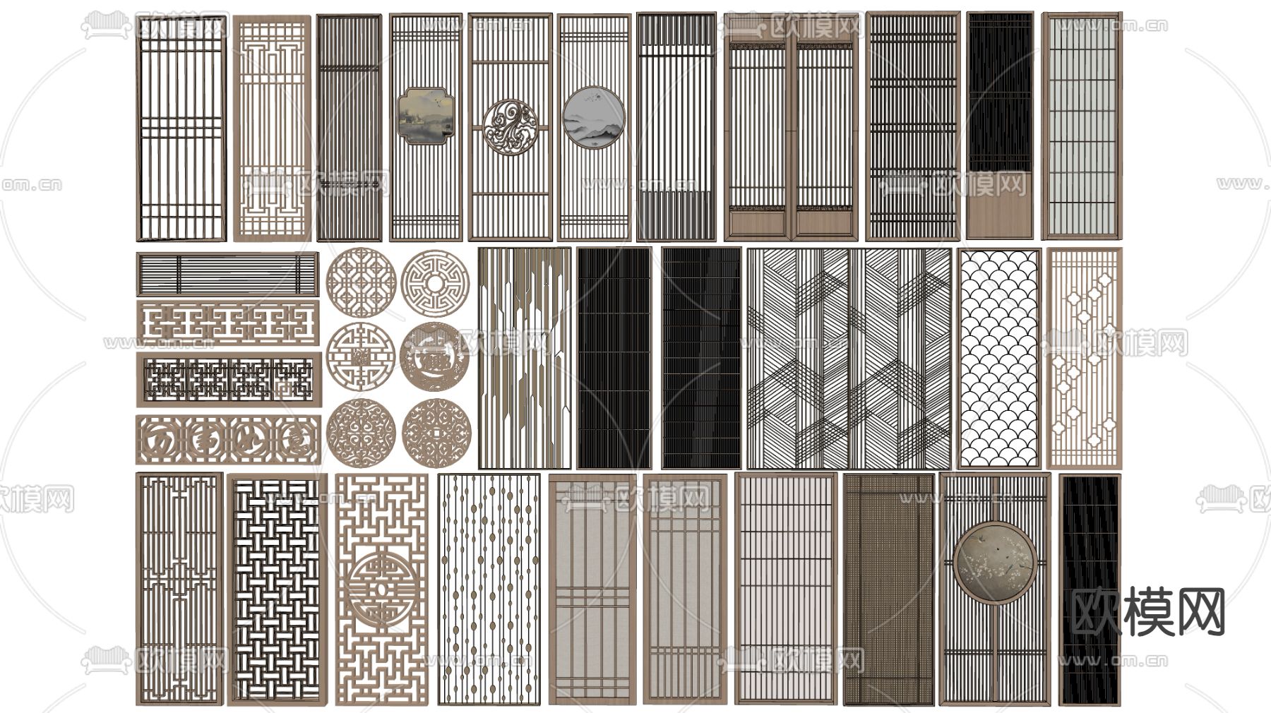 中式屏风 隔断su模型下载（渲染图2）