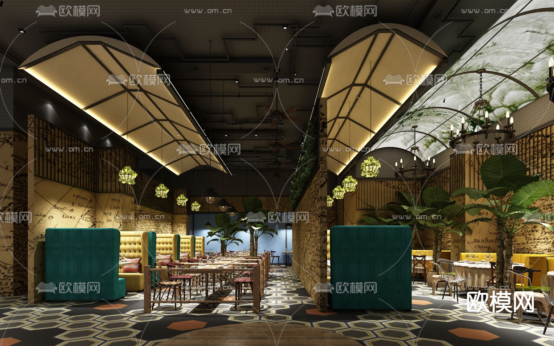 网红餐厅3d模型下载_ID14270659_3dmax免费模型-欧模网
