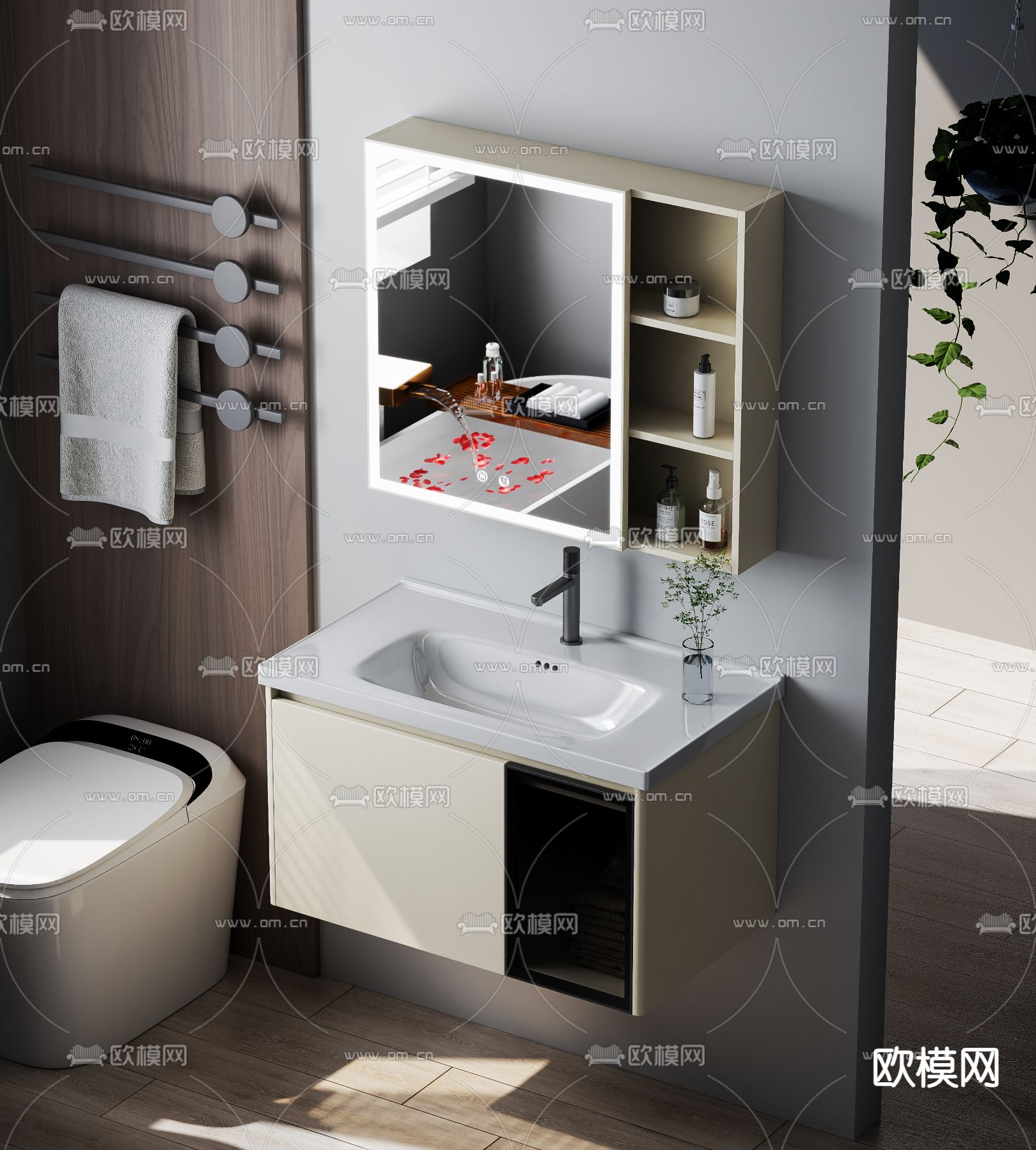 现代浴室柜 台盆 洗手台3d模型下载