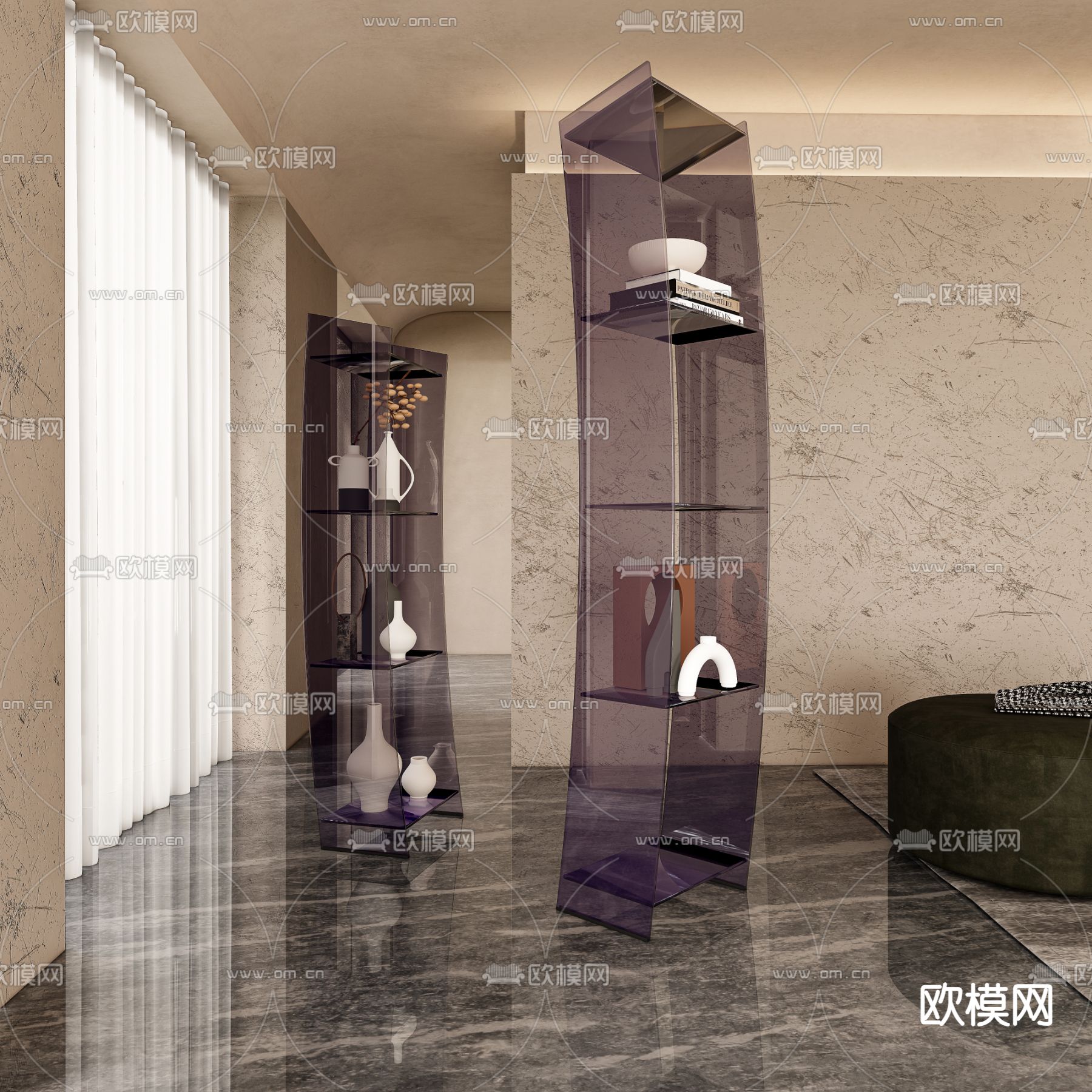 Cattelan 玻璃展示架su模型下载（渲染图1）